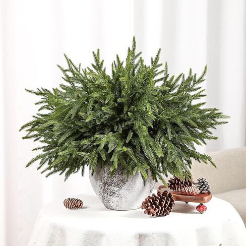 Alupssuc 18 Inch Norfolk Pine Stems, 12 Pcs Real Touch Norfolk Pine Branch, Christmas Greenery Stems for Vase DIY/Garland Making/Table Decoration, Christmas Decoration for Indoor, Outdoor & Home in Kuwait