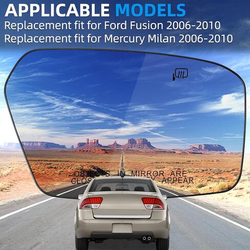 Passenger Side Mirror Replacement for Ford Fusion 2006 2007 2008 2009 2010, for Mercury Milan 2006 2007 2008 2009 2010 - Right Side Mirrors Glass, Rear View Mirror Glass with Power Heated in Saudi Arabia
