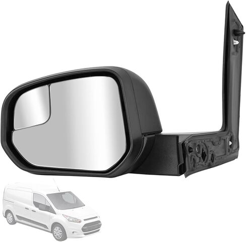Driver Left Side View Mirror FIT Ford Transit Connect 2014-2023 2024 - Power Heated Door Mirror Assembly - Small Housing Manual Folding - Glossy Black - LH in Saudi Arabia
