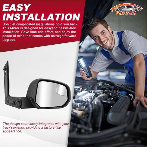 Driver Left Side View Mirror FIT Ford Transit Connect 2014-2023 2024 - Power Heated Door Mirror Assembly - Small Housing Manual Folding - Glossy Black - LH in Saudi Arabia