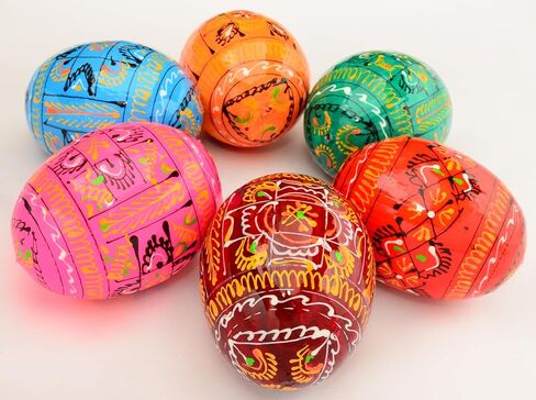 Easter Painted Eggs Wooden Ukrainian Pysanky Pysanka Ornaments, Set of 6 in Kuwait
