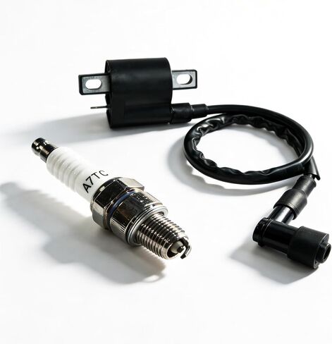 2 PCS Racing Ignition Coil with Spark Plug, High Performance Upgrade Kit for CG125 50-250CC Vertical Engine, Compatible with ATV Dirt Bike Go Kart Motorcycle (Black) in Kuwait