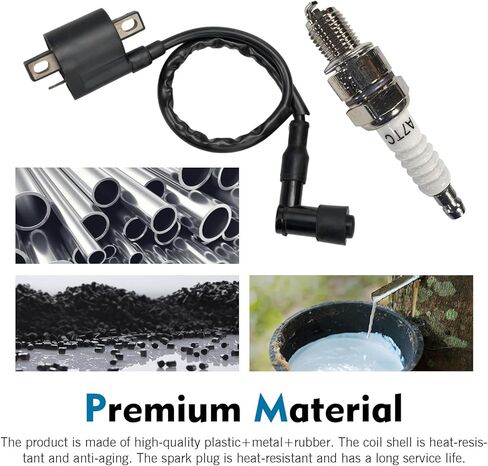 2 PCS Racing Ignition Coil with Spark Plug, High Performance Upgrade Kit for CG125 50-250CC Vertical Engine, Compatible with ATV Dirt Bike Go Kart Motorcycle (Black) in Kuwait