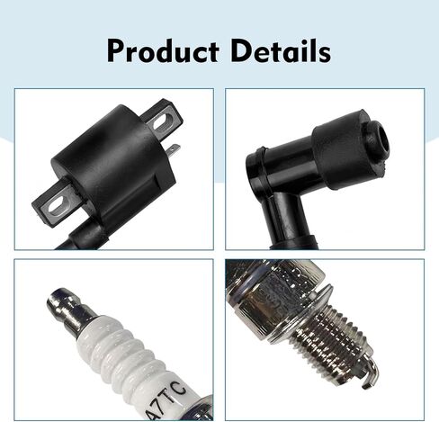2 PCS Racing Ignition Coil with Spark Plug, High Performance Upgrade Kit for CG125 50-250CC Vertical Engine, Compatible with ATV Dirt Bike Go Kart Motorcycle (Black) in Kuwait
