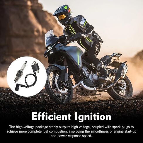 2 PCS Racing Ignition Coil with Spark Plug, High Performance Upgrade Kit for CG125 50-250CC Vertical Engine, Compatible with ATV Dirt Bike Go Kart Motorcycle (Black) in Kuwait