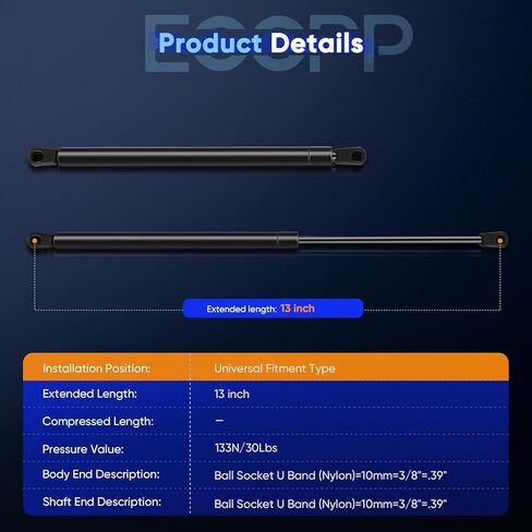 ECCPP 13Inch/30Lbs/133N Lift Support Struts Gas Springs Fit for Rear Window Truck Cap Camper Shell Canopy Bed Cover Storage Box Cabinet Tool Box Replaces C16-04464 Set of 2 in Saudi Arabia