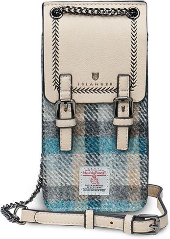 Islander Harris Tweed Tartan Phone Tote with Card Slots and Adjustable Chain Strap (3.93"x1.57"x 6.69") in Kuwait