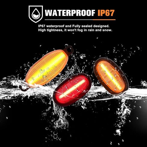 7 قطع من مصابيح الشبكة الأمامية LED ومجموعة كومبو لعلامات الانعطاف الجانبية LED متوافقة مع F150 / F150 Rap-tor 2016-2020 كهرمان أمامي/خلفي أحمر إشارة الانعطاف استبدال مصباح واضح لين in Kuwait