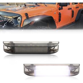 مصابيح علامة جانبية أمامية لـ Je-ep Wrangler TJ JK & JL، [ترقية حديثة حديثًا] [تصميم Can-bus] للسائق الأيسر والجانب الأيمن للراكب عدسة مدخنة مصابيح إشارة الانعطاف LED كهرمانية، قطعتان in Kuwait