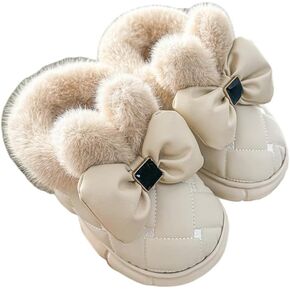 شبشب نسائي بتصميم فيونكة لطيف ومبطن بالقطيفة، حذاء شتوي دافئ مضاد للانزلاق ومقاوم للماء ونعل سميك، شبشب كاجوال مريح بفيونكة من الفرو in Kuwait