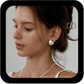 مصقول نصف الكرة قرط الاذن المرصع مكتنزة الذهب الكرة على شكل القرط كبير قبة زر أقراط معدنية كرات مستديرة أقراط مجوهرات للنساء in Kuwait