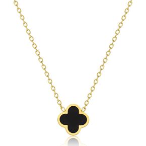 Four Leaf Clover Necklace for Women - Lucky Charm Gold Necklace, Dainty 18K Gold Plated Jewelry Gift for Women,with Adjustable Chain,Double-sided Same Color,gold-plated titanium steel in Saudi Arabia