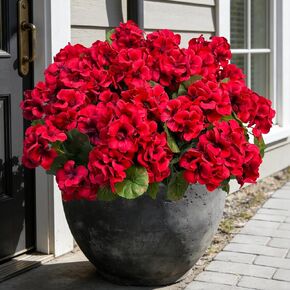 6 قطع من الزهور الاصطناعية للأماكن الخارجية من Roberly، زهور إبرة الراعي الحمراء المزيفة المقاومة للأشعة فوق البنفسجية ونباتات صناعية حريرية واقعية لفصل الربيع والصيف والباب الأمامي ونافذة النافذة وديكور المنزل الداخلي in Kuwait