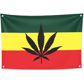 KINO Homie Jamaica Reggae Style Weed Marijuana Leaf Decorative Tapestry Rasta Flag Bar Club Tattoo Shop Banner Wall Hanging Cannabis Fabric Poster in Kuwait