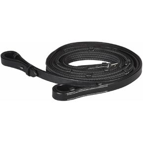 Henri de Rivel Pro Rubber Lined Web Reins - Black - Oversize in Kuwait