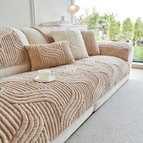 Velvet Plush Couch Sofa Cover Protector for Sectional Sofa Armrest Covers Loveseat Slipcovers with Geometric Textured Washable Anti-Slip Sofa Slipcover Dogs Pet Friendly(Grey,28"x28") in Kuwait