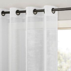 Archaeo Slub Textured Linen Blend Grommet Top Curtain, 52" W x 63" L, White in Kuwait