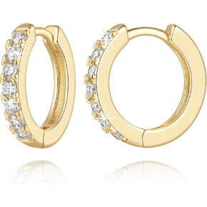 أقراط ذهبية للنساء 14K أقراط ذهبية للنساء حلق زركونيا مكعب للنساء الأطواق الرائعة نصف هوب تشيكوسلوفاكيا تصميم الأطواق القرط للمرأة 14/16/20/25/30 مم in Kuwait