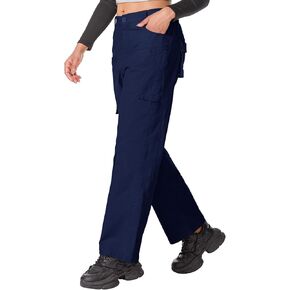 سراويل Alfiudad النسائية عالية الخصر من القطن y2k فضفاضة قابلة للتمدد مع 8 جيوب سراويل كاجوال للعمل للمشي لمسافات طويلة in Kuwait