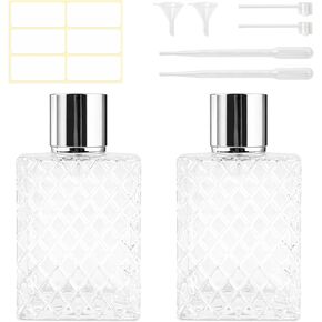 عبوتان من زجاجات العطور الفارغة سعة 100 مل قابلة لإعادة الملء، رذاذ عطر زجاجي مع قمع وقطرات، زجاجات رذاذ عطر مضادة للتسرب أثناء السفر، بخاخ رذاذ ناعم لزيوت الكولونيا العطرية in Kuwait