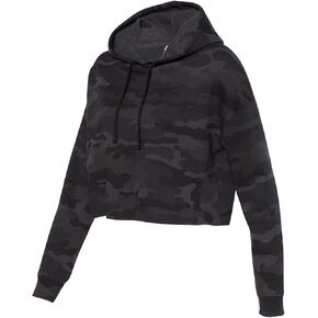 Independent Trading Co. - Women’s Lightweight Crop Hooded Sweatshirt - AFX64CRP - L - Black Camo in Kuwait