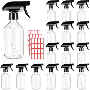 15 Pack Plastic Spray Bottles Bulk 100z/300ml Heavy Duty Spraying Bottles with Stickers Empty Mist Water Sprayer Refillable Containers for Cleaning Solutions, Essential Oils, Hair, Cooking (Clear) in Kuwait