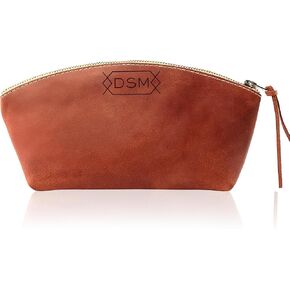 100% Genuine Leather Makeup Bag Engraved Name or Initials – Cosmetic Purse Crafted in USA – Personalized Birthday Gift, Mother Gift, Coworker Gift – Waterproof Makeup Bag for Women in Kuwait