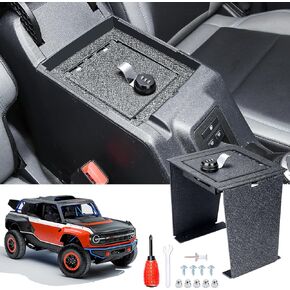 صندوق آمن لوحدة التحكم المركزية - صندوق منظم آمن مضاد للسرقة متوافق مع 2021 2022 2023 Ford Bronco 2/4 باب قفل مسند ذراع وحدة التحكم المركزية مع قفل كلمة مرور كومبو مكون من 3 أرقام in Kuwait