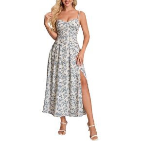 فساتين متوسطة الطول بنقشة الزهور للنساء لربيع وصيف فستان زفاف الضيوف بشق من الدانتيل فستان الشمس 2026 in Kuwait