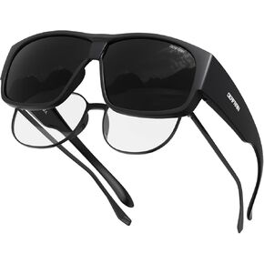 DEAFRAIN عدسة داكنة للغاية مستقطبة تناسب النظارات الشمسية CAT 4 ملابس داكنة فوق النظارات الطبية لرهاب الضوء وإعتام عدسة العين in Kuwait