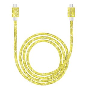 Hiandier USB C Cable 3A USB C to USB C شحن سريع كابل النساء 4ft 4ft Bling Diamond Type C charger for iPhone 16 15 Pro Max Samsung Galaxy S24 iPad Pro 2020 ، iPad Air 5 4 4-Lemon in Kuwait