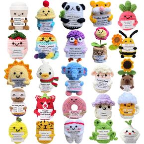 25PCS Positive Crochet Animals Bulk Easter Basket Stuffers Essentials, Inspirational Crochet Animals Birthday Gifts for Women Men Him Her Mom Friends, Team Gifts for Staff Teacher Appreciation in Kuwait