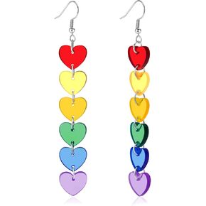 LGBT Love Pride Earrings for Women Gay Lesbian Rainbow Heart Dangle Earrings LGBT Pride Gifts in Kuwait
