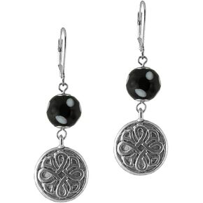 Alzerina Jewelry - Flor Earrings - Silver Earrings with Conta Di Ojo Beads, Designed and Handmade in New York in Saudi Arabia