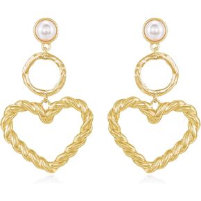 Ettika Dangle Earrings for Women. 18k Gold Plated Heart Earrings. Fashion Jewelry. Great Gift in Saudi Arabia