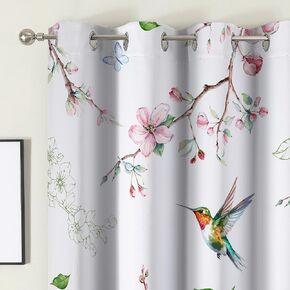 ستائر زهرية بطول 63 بوصة، ستائر تعتيم لغرفة المعيشة لتعتيم الغرفة - ستائر على شكل فرع طائر زهري تحجب الضوء لغرفة النوم والحمام، لوحتان in Kuwait