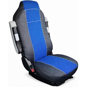 Seat Cover for Kenworth T680, T880 & W990 OEM Factory Seats – Custom-Fit Faux Leather with Corduroy Inserts, Durable Interior Protection, Easy Installation (Black/Blue) in Kuwait