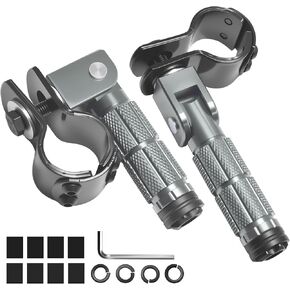 M8 Motorcycle Foot Pegs Folding Rearsets-90 Degree Foldable Footrest Fit 0.86-1.37in Brackets, Anti-Skid CNC Footpegs with Rubber Gasket for Pit Bike Dirt Bike Adventure Touring Bikes (Black) in Kuwait