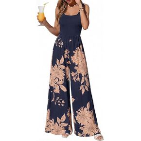 KIRUNDO Jumpsuits for Women Dressy 2026 Summer One Piece Sleeveless Boho Floral Wide Leg Romper Beach Vacation Cruise Outfits in Kuwait