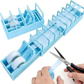18 Strips Tape Dispenser, Blade-Free Tape Holder Cutting for Fast Christmas Gift Wrapping, Handmade,Crafts and Packaging Works with Standard, Washi & Double-Sided Tape (Blue) in Kuwait