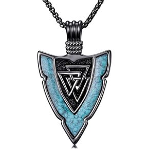 Arrowhead Necklace for Men 925 Sterling Silver Arrow Necklace Turquoise Valknut/Eye of Horus/Celtic Knot Pendant Viking Jewelry Valentines Day Gifts for Men Women in Kuwait