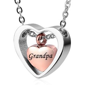 YSAhan قلادة جرة القلب المزدوجة لحامل الرماد الجد تذكار حرق الجثث التذكارية مجوهرات من الفولاذ المقاوم للصدأ in Kuwait
