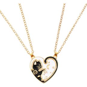 Cat Friendship Necklaces Cat Yin Yang Matching Necklaces for Couples BBF Best Friend Necklace Cats Necklace in Kuwait
