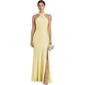 فساتين وصيفة العروس من الساتان من ForElise مع وشاح، فستان حفلة موسيقية أنيق بفتحة in Kuwait