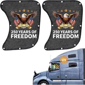 250th Anniversary Side Window Sun Shade for Semi Truck, Interior Truck Windows Shades RV Semi Truck Accessories Compatible with Freightliner, Volvo VNL, International Trucks (Black Eagle) in Kuwait