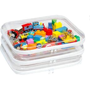 3PCS Clear Hard Plastic Zipper Case, Double Zippers Hard Pouch, Portable Travel Organizer Bin, Clear Makeup Bag for Toy Storage, Snack Bag, Cosmetics, Pencil Case, Diaper Bag, Toiletry Bag (3PCS-M) in Kuwait