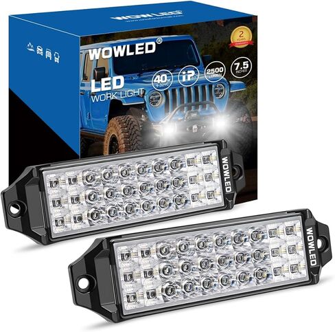 2 Pack Flush Mount LED Pod Lights, 7.5 Inch 40W Bumper Backup Reverse Spot Flood Combo Waterproof Off-Road Driving, LED Light Bar for SUV Truck ATV UTV Boat 12V 24V in Kuwait