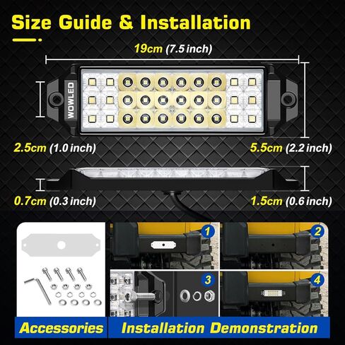 2 Pack Flush Mount LED Pod Lights, 7.5 Inch 40W Bumper Backup Reverse Spot Flood Combo Waterproof Off-Road Driving, LED Light Bar for SUV Truck ATV UTV Boat 12V 24V in Kuwait