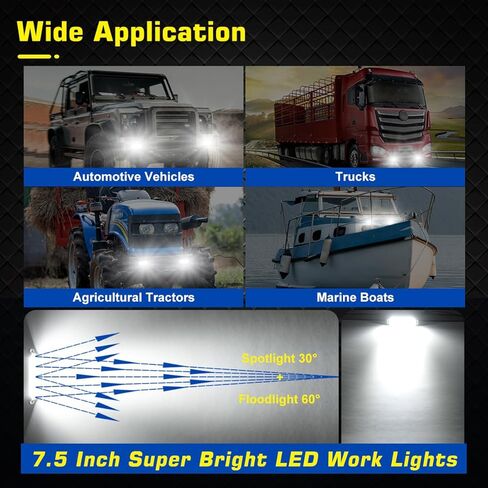 2 Pack Flush Mount LED Pod Lights, 7.5 Inch 40W Bumper Backup Reverse Spot Flood Combo Waterproof Off-Road Driving, LED Light Bar for SUV Truck ATV UTV Boat 12V 24V in Kuwait