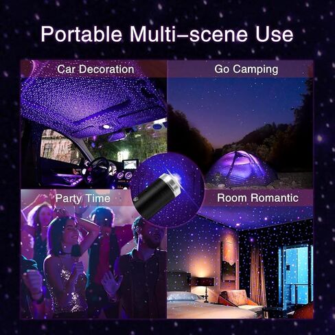 1PC Star Projector Night Light Adjustable LED Interior Car Light Plug and Play for Car Roof, Bedroom Ambience, Home Decor, Blue, Violet in Saudi Arabia